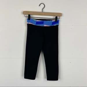 Ivivva Lululemon cropped black leggings with colored waist band